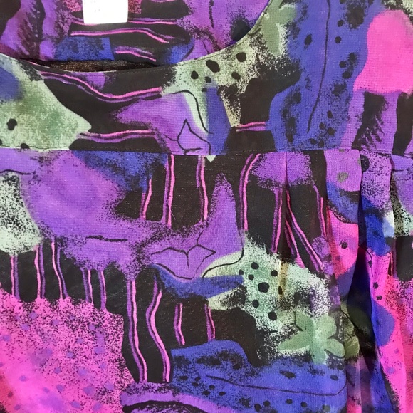 Vintage 80's Notations Artsy Retro Blouse Top LG - Picture 5 of 8